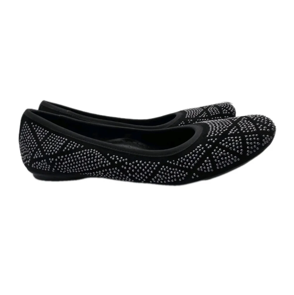 Vaneli Susan Studded Suede ballet flats Shoes Size 6N Black Padded Comfort Spark